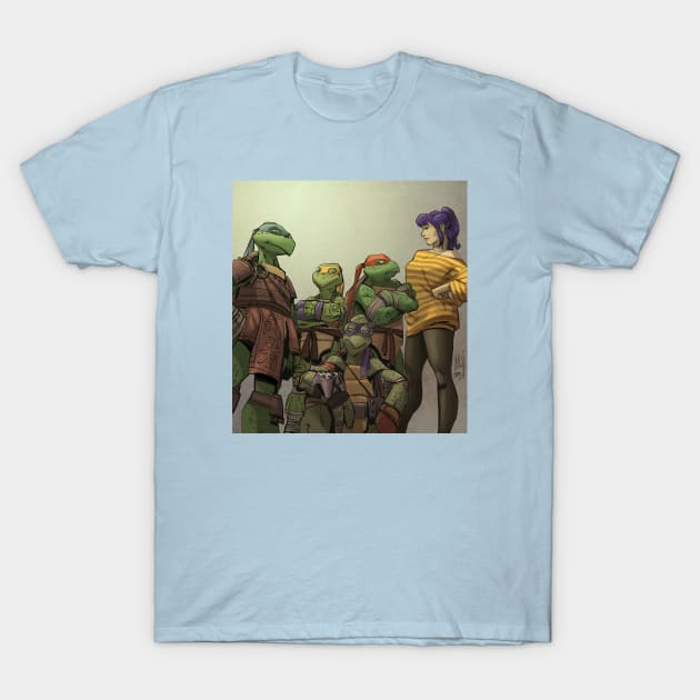 Teenage mutant ninja turtles and April O'Neil T-Shirt by markodjeska